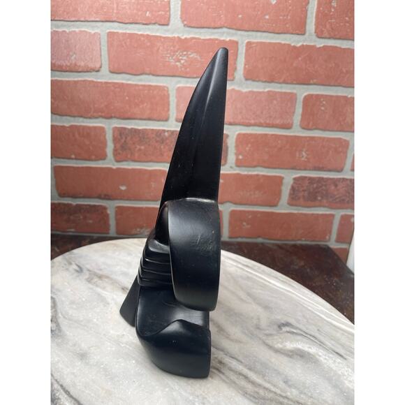 Vintage Black Fleur De Lis Statue Bookend Heavy Wood French Decor 9.5" Gothic - Picture 2 of 6